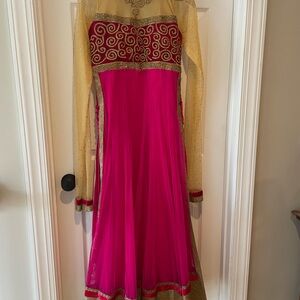 Pink and Gold Embellished Dress
